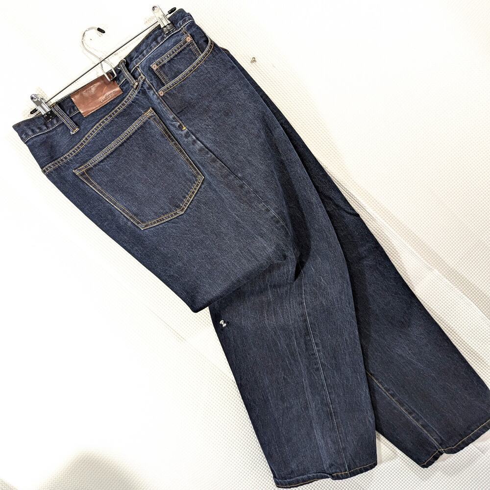 LANDS' END! CLASSIC FIT STRAIGHT LEG 5 POCKET BLUE DENIM MENS JEANS PANTS! SZ 44